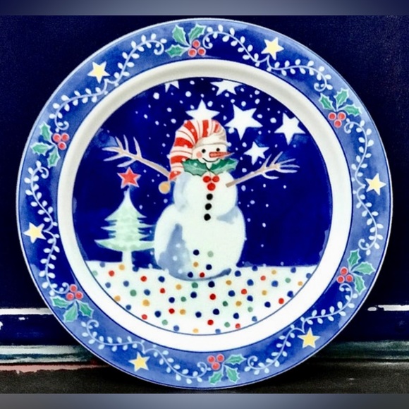 Vintage Discontinued NORITAKE EPOCH Mr. Snowman Illustrated Dinner Plate - Picture 5 of 8